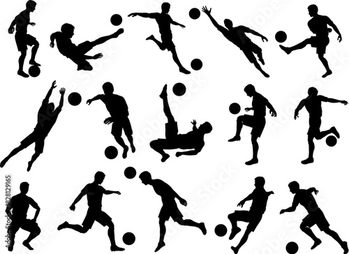 Silhouettes Soccer Players in Various poses