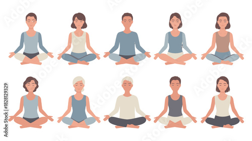 Group of people meditating in a yoga position.