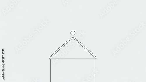 Simple house outline under a minimalist circle, evoking childhood memories and architectural dreams, perfect for logos, icons, and conceptual designs