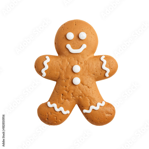 Happy Gingerbread Man With White Icing Decorations for Festive Cheer