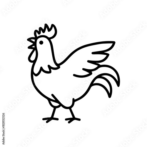 Rooster spread its wings vector line icon on a white background
Vector line icon on a white background