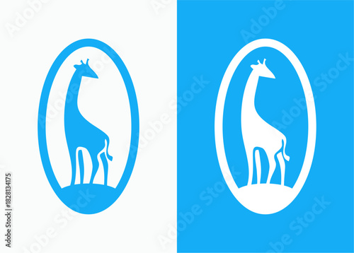 Minimalist Line Art Giraffe Character Logo