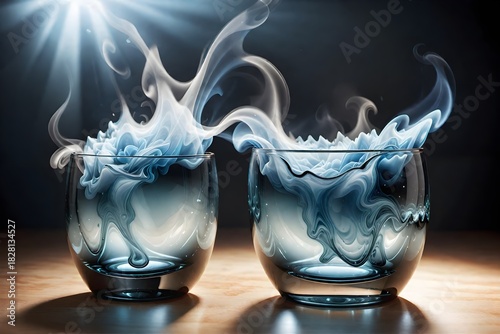 glass vase on black background