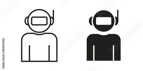 Astronaut user icons. Black and White Vector Icons. can be used web and mobile