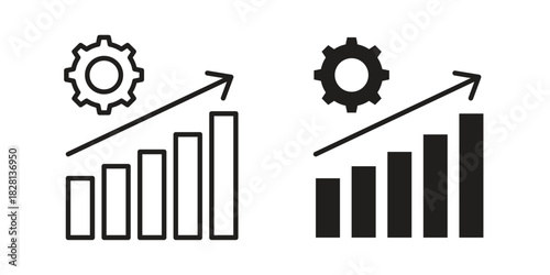 Business performance icons. Black and White Vector Icons. can be used web and mobile