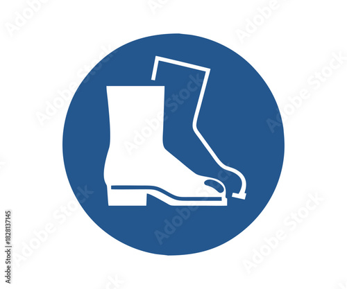 ISO 7010 M008 Wear safety footwear sign. Mandatory protection symbol vector design and illustration.

