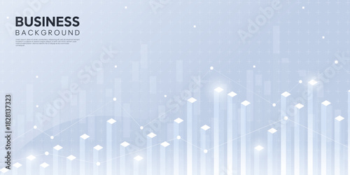 Abstract light-gray business background with vertical bar elements, different indicators and charts. Stock market analysis. Ideal for financial and technology-focused design.