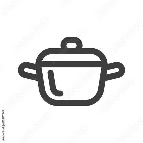 Cooking Pot Line Icon on White Background Vector Art Illustration on white background.