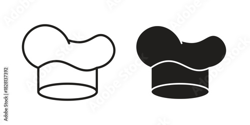 Chef hat icons. Black and White Vector Icons. can be used web and mobile