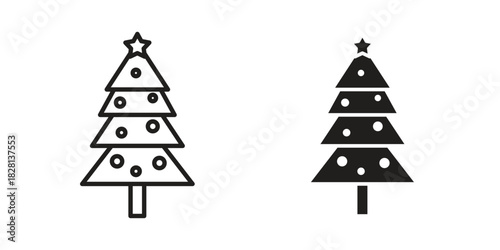 Christmas tree icons. Black and White Vector Icons. can be used web and mobile