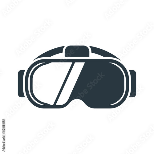 Virtual Reality Headset Goggles Icon on White Background Vector Art Illustration on white background.
