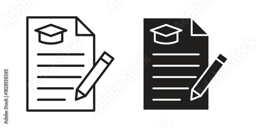 Curriculum icons. Black and White Vector Icons. can be used web and mobile