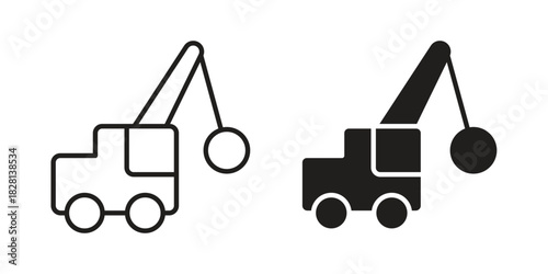 Demolition icons. Black and White Vector Icons. can be used web and mobile