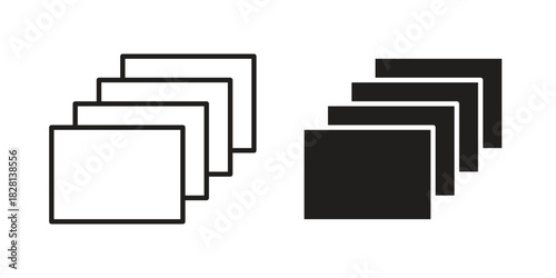 Depth perception icons. Black and White Vector Icons. can be used web and mobile