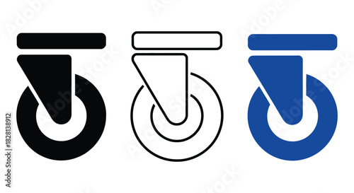 Three different style icons of a caster wheel are shown.