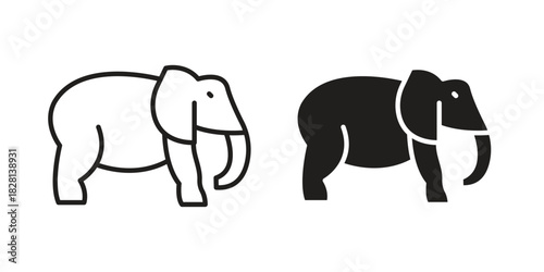 Elephant icons. Black and White Vector Icons. can be used web and mobile