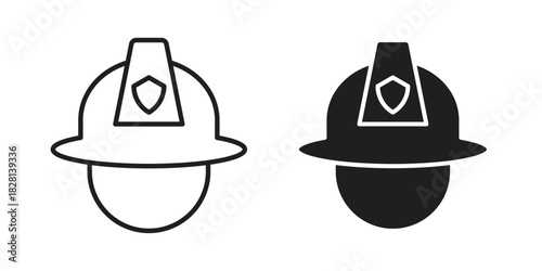 Firefighter helmet icons. Black and White Vector Icons. can be used web and mobile