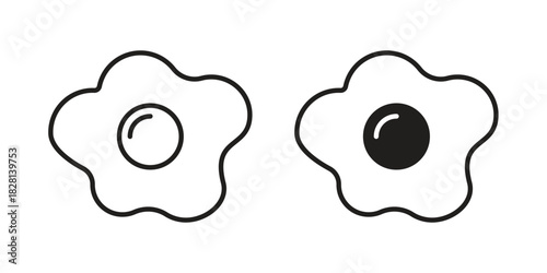 Fried egg icons. Black and White Vector Icons. can be used web and mobile