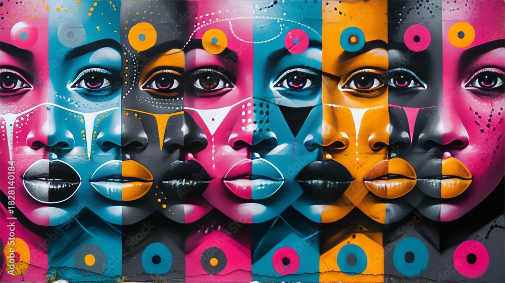 Obraz premium Colorful collage of joyful african faces celebrating diversity and unity through art