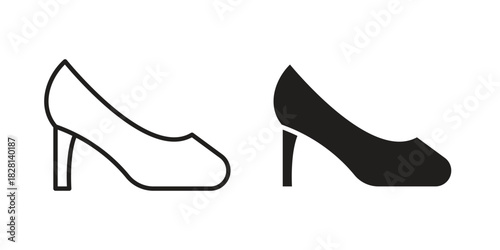 High heel shoes icons. Black and White Vector Icons. can be used web and mobile
