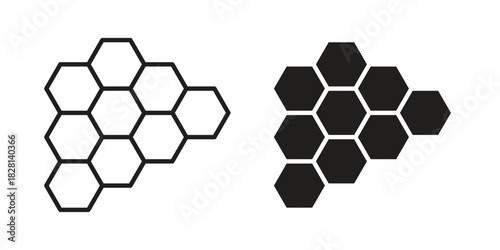 Honeycombs icons. Black and White Vector Icons. can be used web and mobile