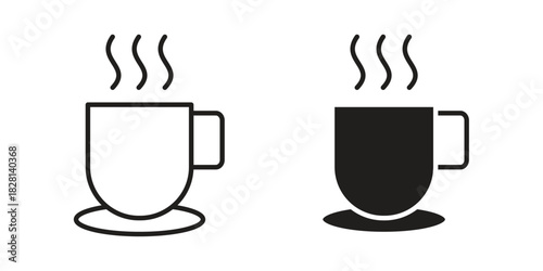 Hot drinks icons. Black and White Vector Icons. can be used web and mobile