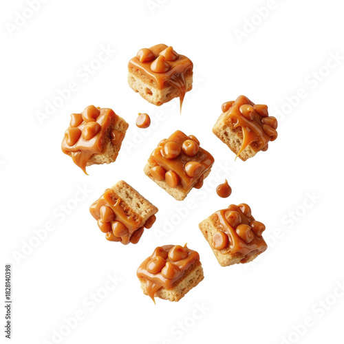 Delicious Caramel Brownie Bites with Drizzled Topping Studio Lighting