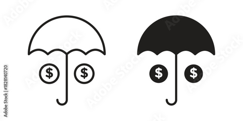 Investment insurance icons. Black and White Vector Icons. can be used web and mobile