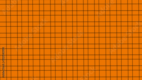 Black  in the orange plaid fabric texture background. Seamless pattern checkered wallpaper.	