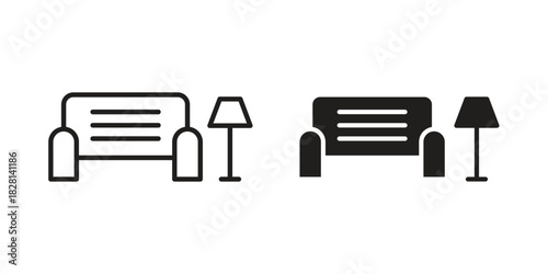 Living room icons. Black and White Vector Icons. can be used web and mobile