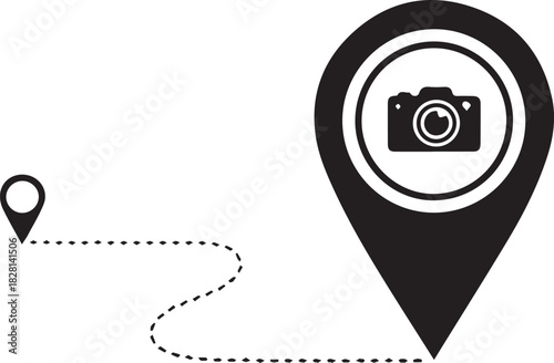 Camera Pinpoint Location Photography Trip Icon for Tourism