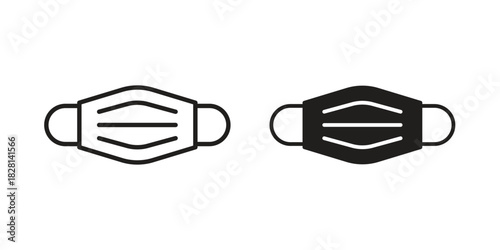 Medical mask icons. Black and White Vector Icons. can be used web and mobile