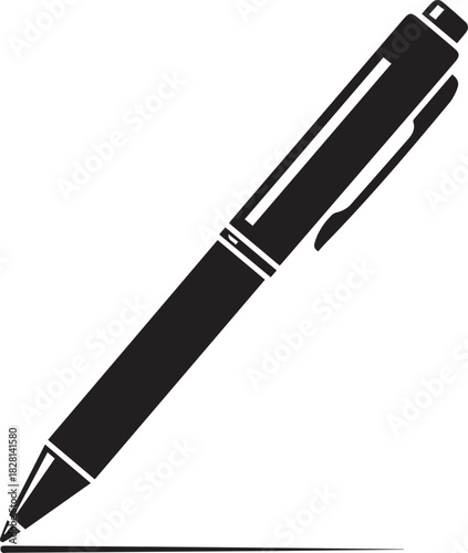 Simple black pen silhouette actively writing, representing core concepts of thought, effective record keeping, and clear communication