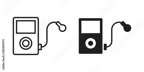 Mp3 Player icons. Black and White Vector Icons. can be used web and mobile