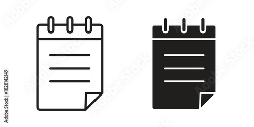 Notes icons. Black and White Vector Icons. can be used web and mobile
