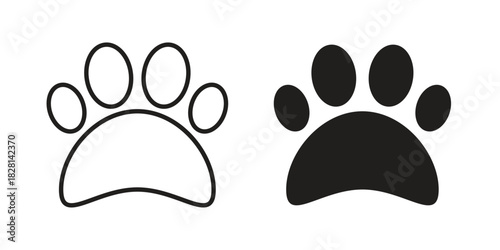 Paw icons. Black and White Vector Icons. can be used web and mobile