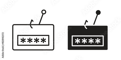 Password phishing icons. Black and White Vector Icons. can be used web and mobile