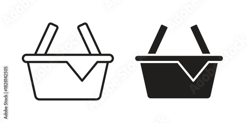 Picnic basket icons. Black and White Vector Icons. can be used web and mobile