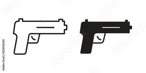 Pistol icons. Black and White Vector Icons. can be used web and mobile