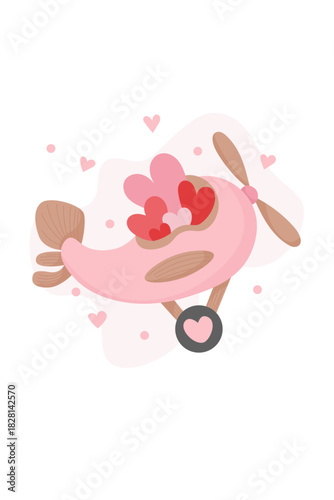 Valentine's day plane vector elements