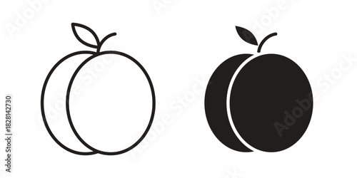 Plum icons. Black and White Vector Icons. can be used web and mobile