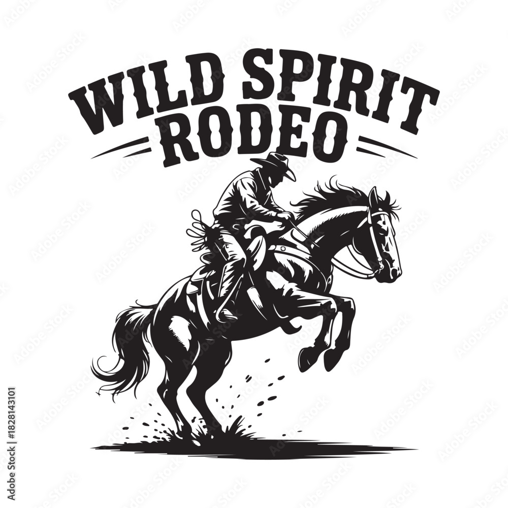 Obraz premium Wild Spirit Rodeo Cowboy Silhouette Vector Badge