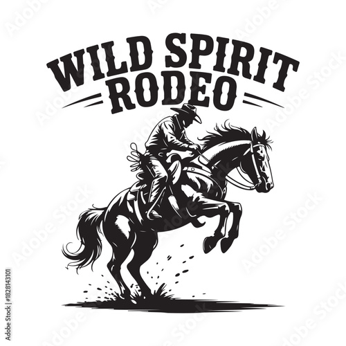 Wild Spirit Rodeo Cowboy Silhouette Vector Badge