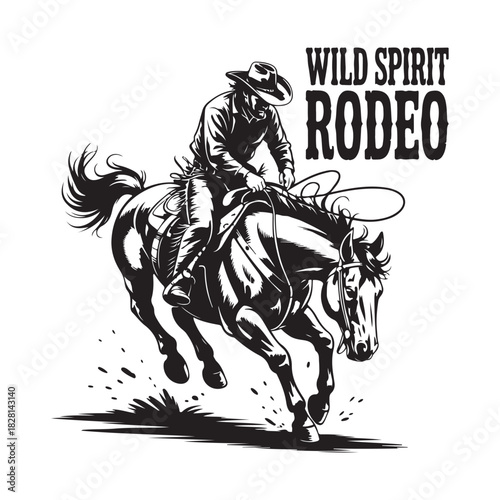 Wild Spirit Rodeo Action Silhouette Vector