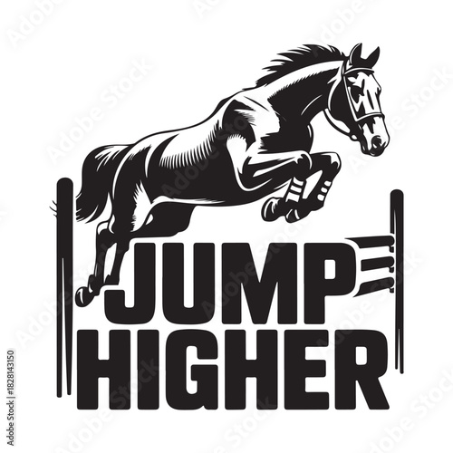 Jump Higher Equestrian Horse Vector Graphic