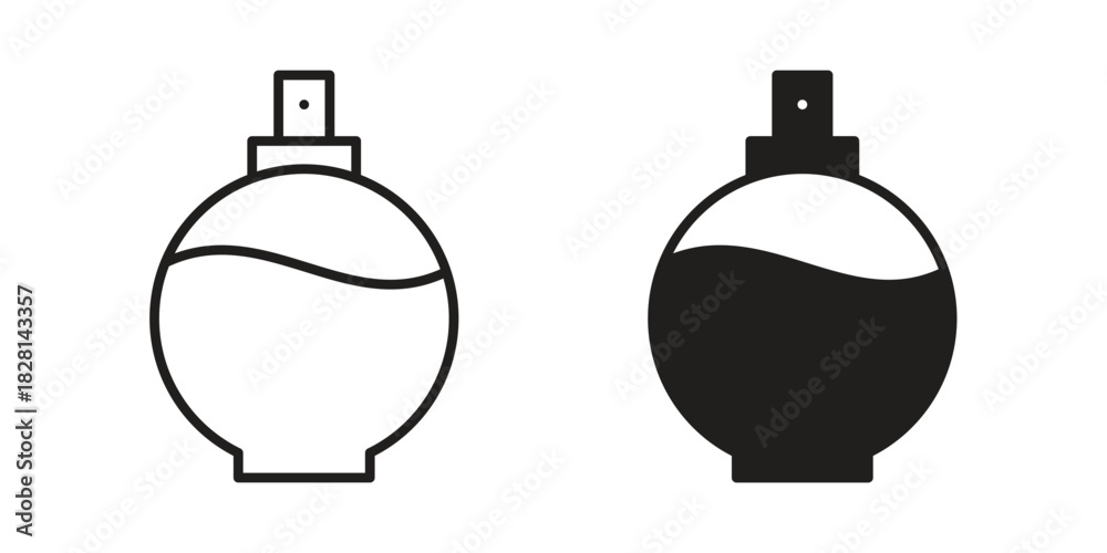 Obraz premium Round perfume bottle icons. Black and White Vector Icons. can be used web and mobile