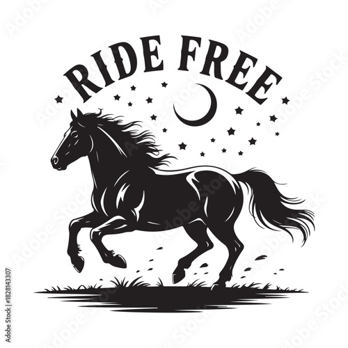 Ride Free Running Horse Vector Silhouette
