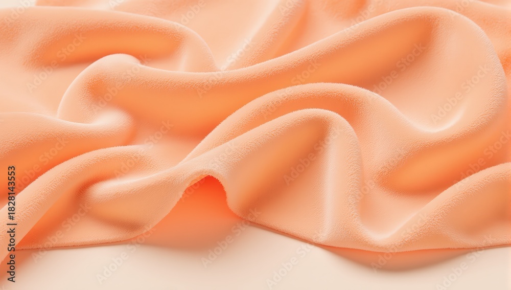 Obraz premium A beautiful peach colored silk fabric draped elegantly for fashion design and textile industry concepts
