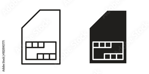 Sim icons. Black and White Vector Icons. can be used web and mobile