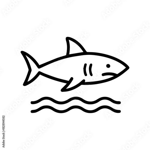 shark swimming vector line icon on a white background
Vector line icon on a white background